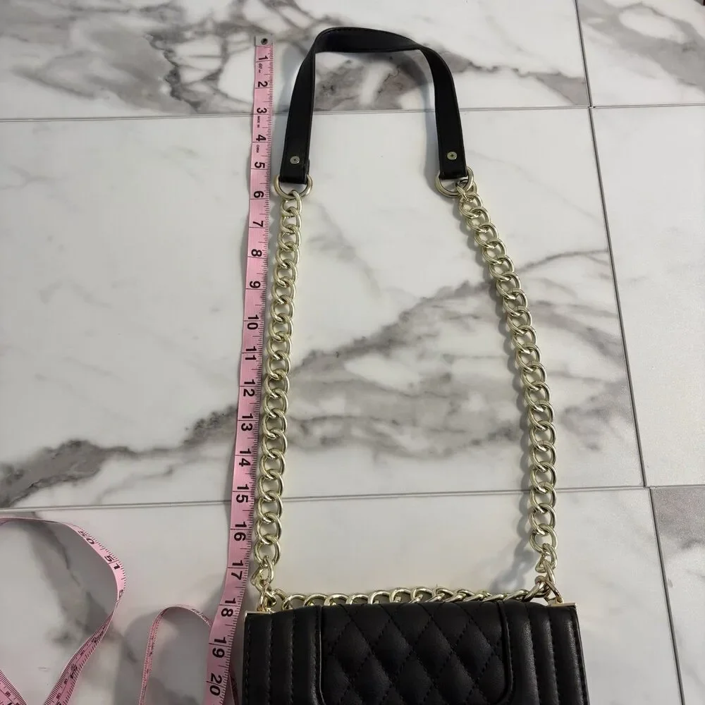 Christian LaCroix Galaxie Quilted Black Crossbody With Gold Toned Strap